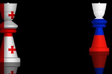 3D illustration of a conflict concept between Georgia and Russia