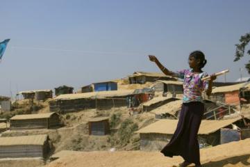 In Cox’s Bazar, Bangladesh, Rohingya women refugees made kites and wrote their demands and wishes on them before flying them.