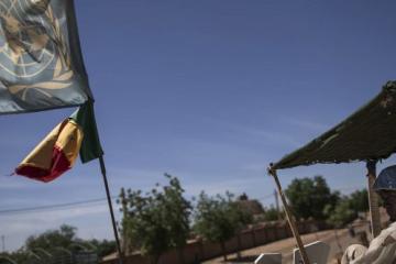 Peacekeepers of the Senegalese contingent the MINUSMA conduct a street patrols on election’s day in Gao, north of Mali (August 12, 2018).
