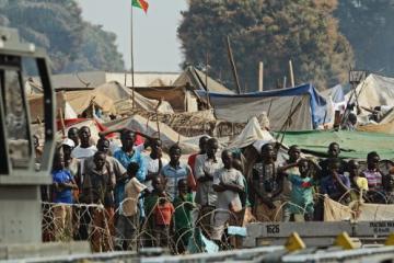 Rohingya refugees entering Bangladesh.