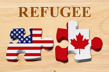 Two puzzle pieces with the flags of USA and Canada