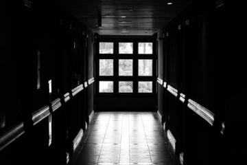 Black and white corridor