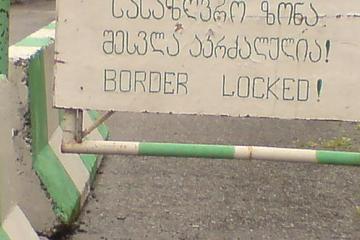 Border locked between Georgia and Russia in the Caucasus