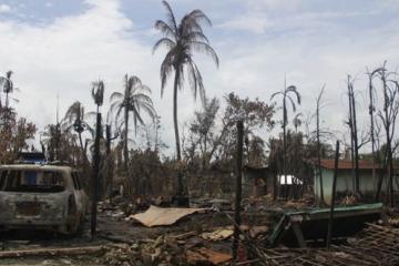 A burned down house in a Rohingya village in Northern Rakhine State